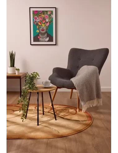 Covor modern lana oval produs in Polonia culoare desertica