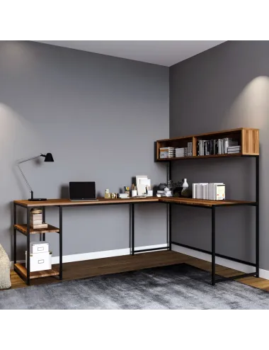 Birou cu raft - culoare maro nuc Cansın - L164  - 1