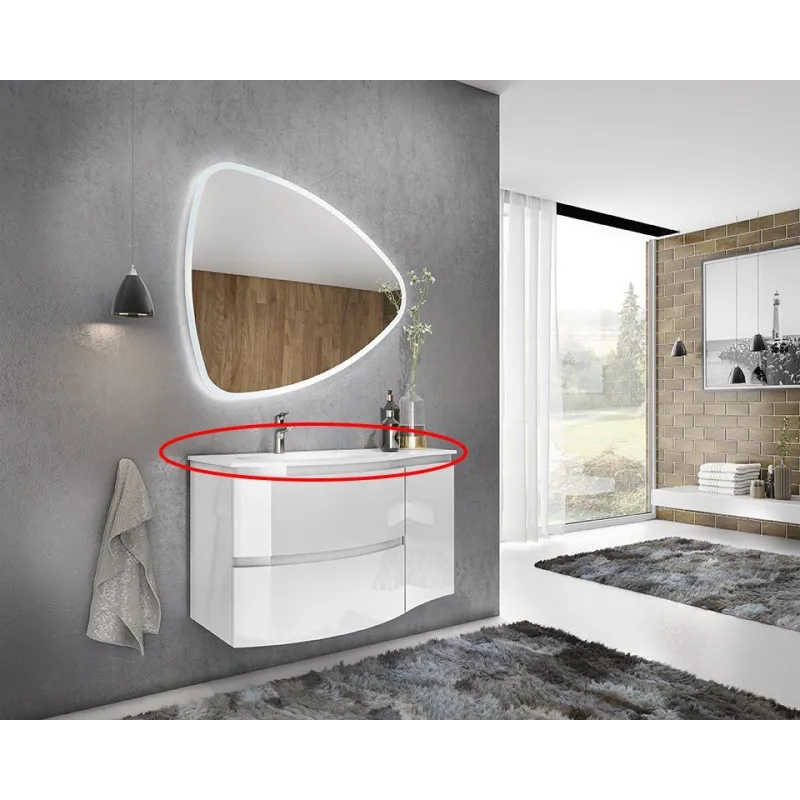 Lavoar din compozit, 70, alb, 69x13.2x50.5 cm  - 2