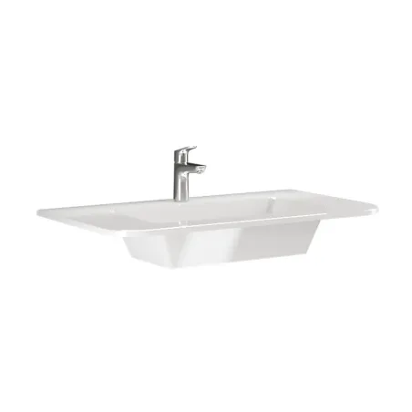Lavoar 80cm pentru baie, alb, dreptunghiular, 82x49x18cm  - 1