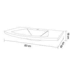 Lavoar 80cm pentru baie, alb, dreptunghiular, 82x49x18cm - 2