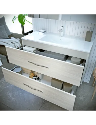 Mobilier baie cu 2 sertare și lavoar, stejar alb, 81x 53 x 47 cm - 1