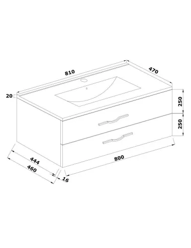 Mobilier baie cu 2 sertare și lavoar, stejar alb, 81x 53 x 47 cm  - 4
