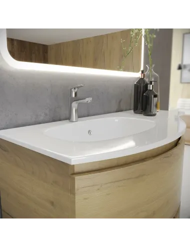Set mobilier baie, bază suspendată cu 2 sertare, bază laterală cu 1 ușă și lavoar din compozit, Armonia  - 2