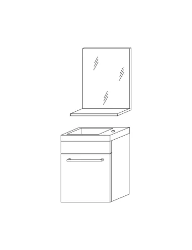 Set mobilier baie, lavoar 42 cm și oglindă cu poliță, rovere fumo, Perla  - 2