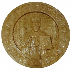 Icoana sculptata Sfantul Ierarh Nicolae, rama vita-de-vie, 19.5 cm