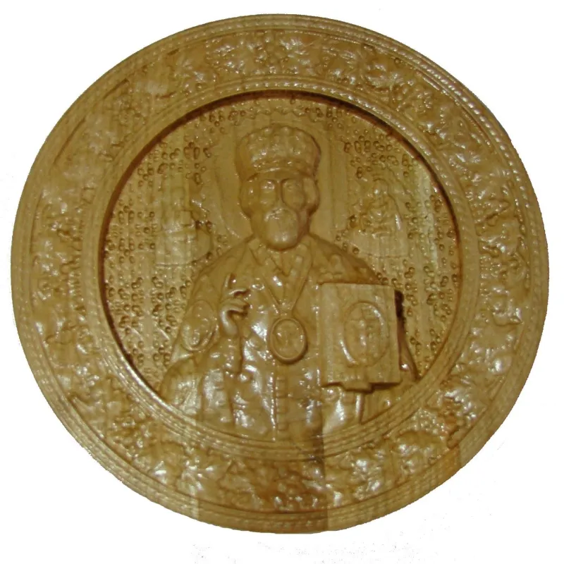 Icoana sculptata Sfantul Ierarh Nicolae, rama vita-de-vie, 19.5 cm  - 1