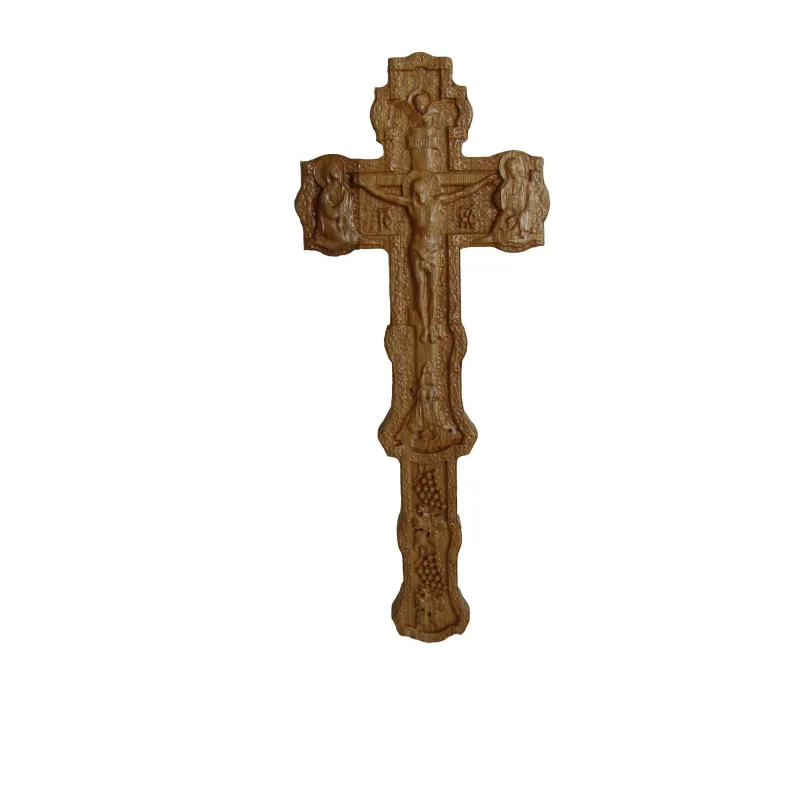 Cruce Binecuvantare sculptata, lemn masiv, stejar, dimensiuni 22.5x9.5 cm  - 2
