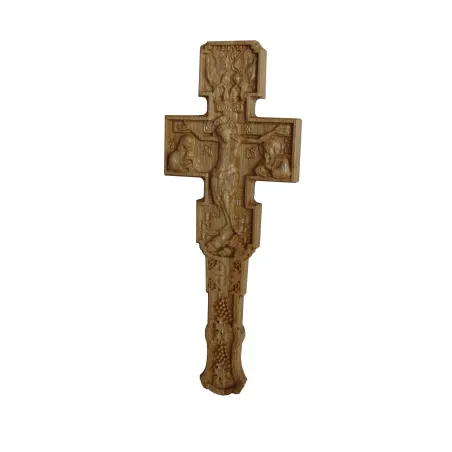 Cruce Binecuvantare sculptata, lemn masiv, stejar, Dimensiuni 22.5x8.5 cm  - 1