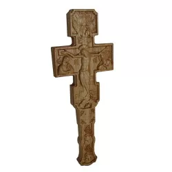 Cruce Binecuvantare sculptata, lemn masiv, stejar, Dimensiuni 22.5x8.5 cm