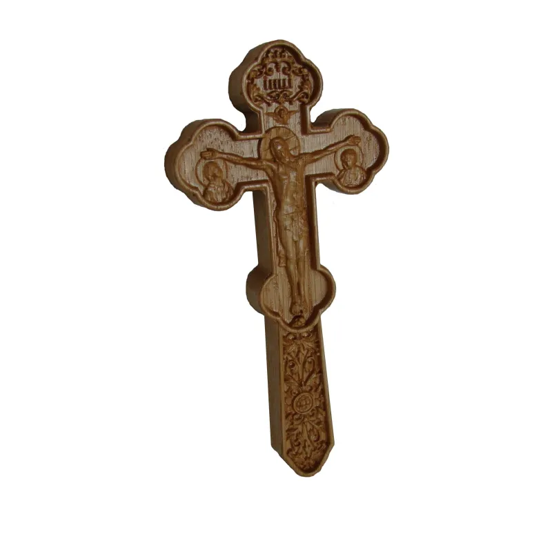 Cruce Binecuvantare sculptata cu brate treflate. Dimensiuni 19.5x9.5 cm  - 2