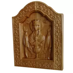 Icoana sculptata Maica Domnului, Potirul Nesecat, 23x18cm  - 2
