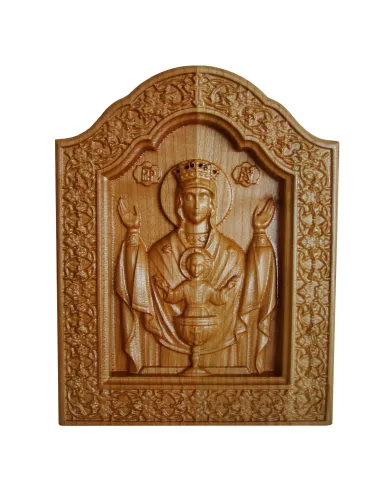 Icoana sculptata Maica Domnului, Potirul Nesecat, 23x18cm - 3
