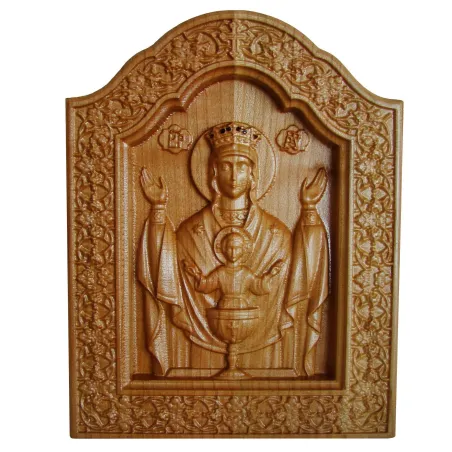 Icoana sculptata Maica Domnului, Potirul Nesecat, 23x18cm  - 3