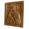 Icoana sculptata Maica Domnului, sculptura in lemn masiv, cires salbatic, 22x18.5 cm