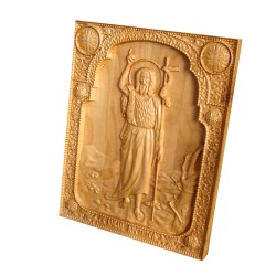 Icoana sculptata Sf. Ioan Botezatorul, cires salbatic, 25x20 cm