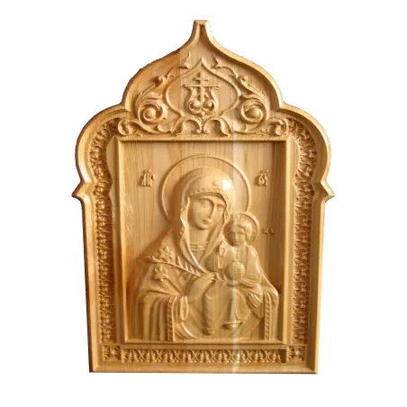 Icoana sculptata Maica Domnului cu Pruncul Iisus, 31x25 cm  - 1