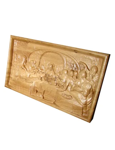 Icoana sculptata Cina cea de Taina, rama simpla, lemn masiv, stejar, 27.5x16 cm  - 3