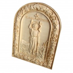 Icoana sculptata Sfantul Ioan Botezatorul lemn masiv, 31x23,5 cm