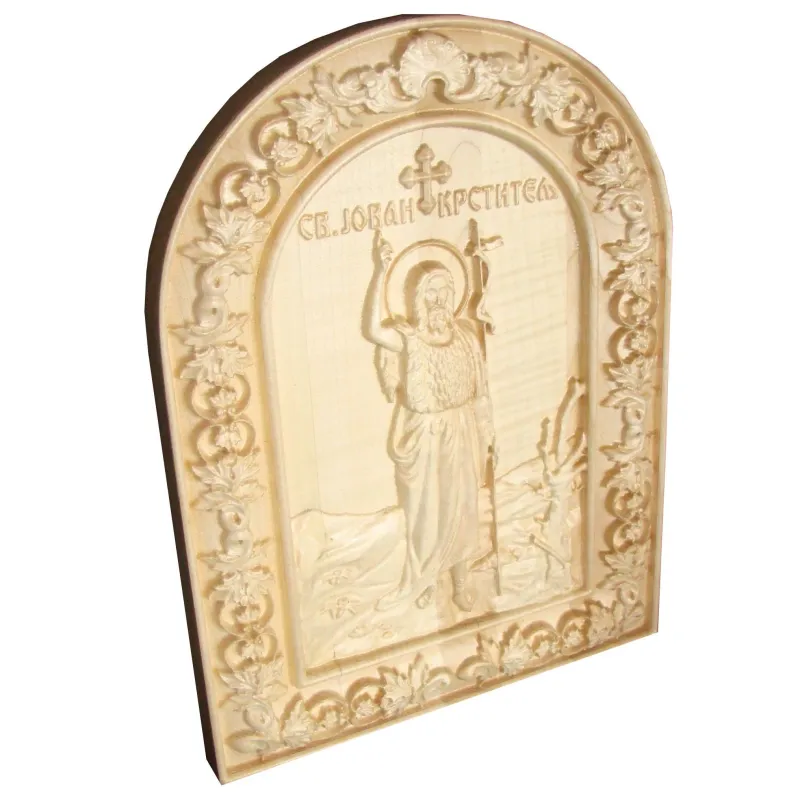 Icoana sculptata Sfantul Ioan Botezatorul lemn masiv, 31x23,5 cm  - 3