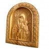 Icoana sculptata Maica Domnului cu Pruncul Iisus, lemn masiv, cires salbatic, 22,5x19 cm