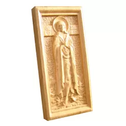 Icoana sculptata Sfanta Maria Egipteanca, lemn masiv, 19x9 cm - 2