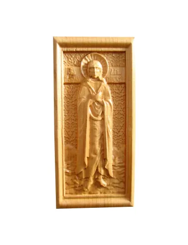 Icoana sculptata Sfanta Maria Egipteanca, lemn masiv, 19x9 cm  - 4