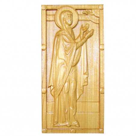 Icoana sculptata Sfanta Proorocita Ana, lemn masiv, Dimensiune 18.5x9 cm