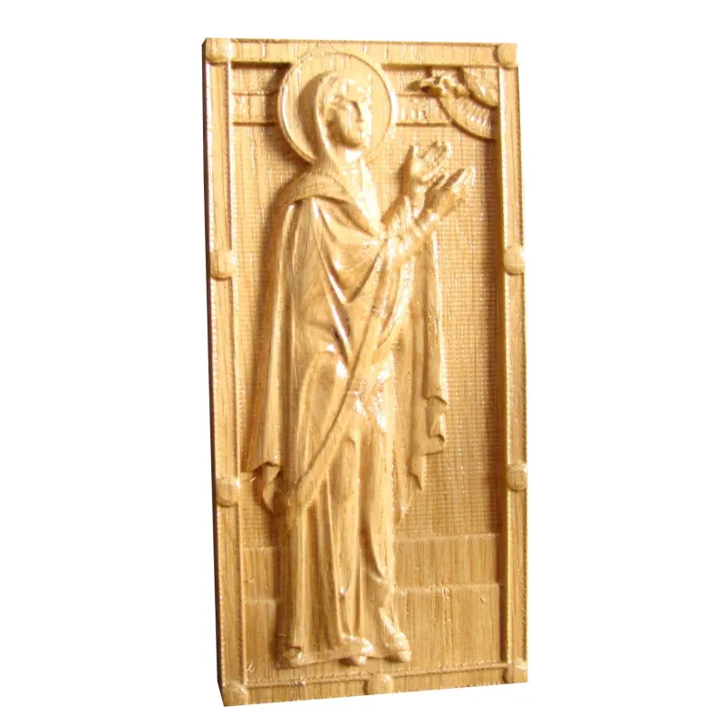 Icoana sculptata Sfanta Proorocita Ana, lemn masiv, Dimensiune 18.5x9 cm  - 6