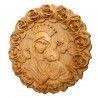 Icoana sculptata Maica Domnului cu Pruncul Iisus, rama trandafiri, circulara, diametru 25 cm