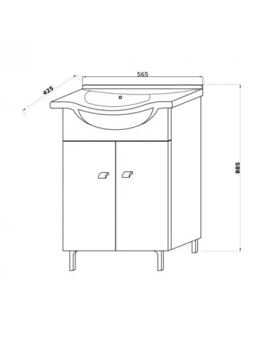 Baza cu 2 usi si lavoar 55 cm, Oglinda 52 cm cu polita si 2 spoturi LED - 1