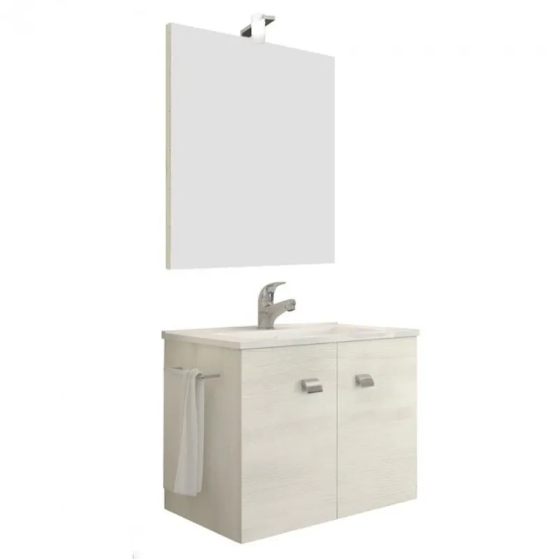 Set mobilier baie cu 2 sertare, lavoar si oglinda, stejar, 60 cm Zaffiro Fumo - 2 Set mobilier baie cu 2 sertare, lavoar si oglinda, stejar, 60 cm Zaffiro Fumo - 2